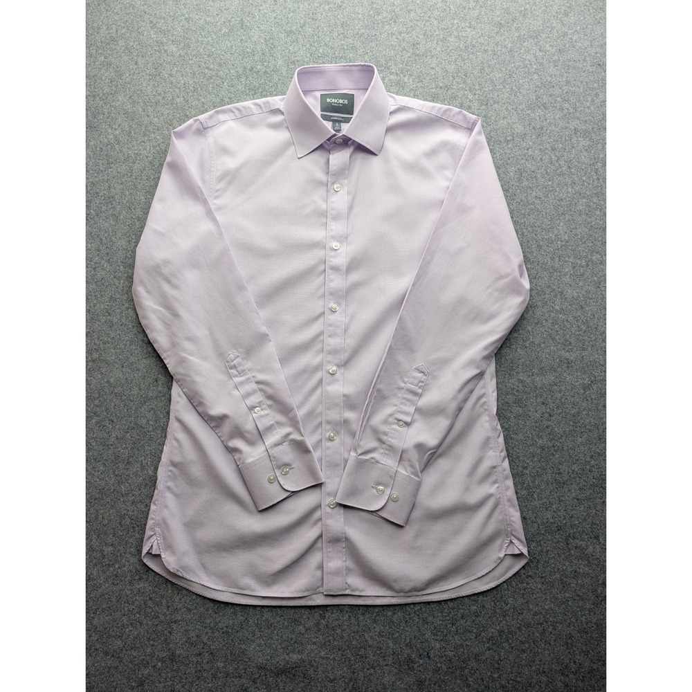 Bonobos Men's Shirt 16-34 Slim Fit Lavender Button-up Long Sleeve Wrinkle Free